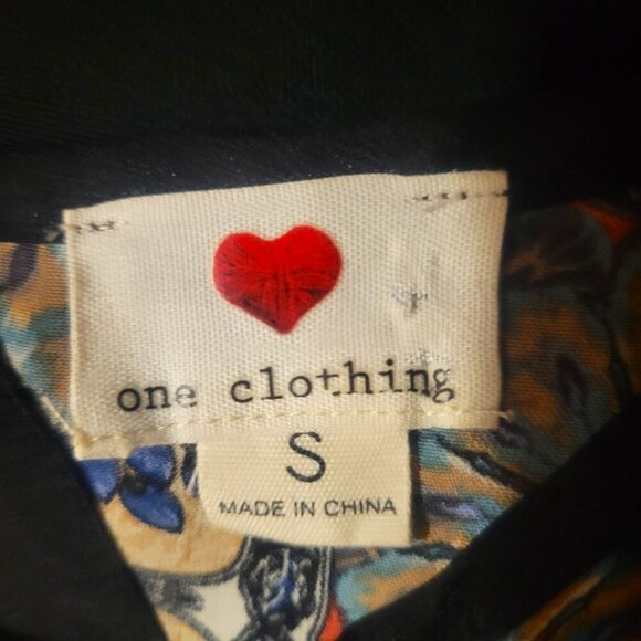 One Clothing 70s Retro Blue Multi-Colored Patterned Round Neck Dress - Size S - Picture 6 of 14